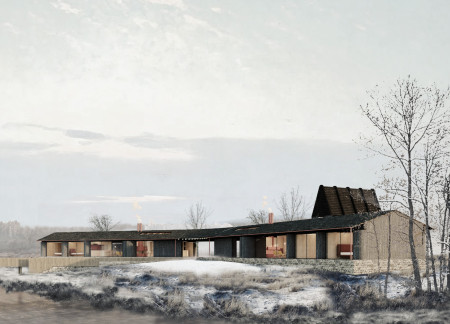 Natural Integration with Yakisugi Wood and Communal Fire Pit Retreat