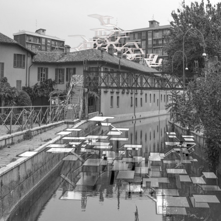 Elevated Canals Embracing Waterwheels and Permeable Pavers in Urban Revitalization