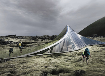 Radial Wrinkles and Elegant Curves Shaping a Visitor Center in a Volcanic Landscape