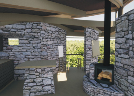 Deep Openings and Thick Walls Define a Pavilion Embracing Transparency and Nature