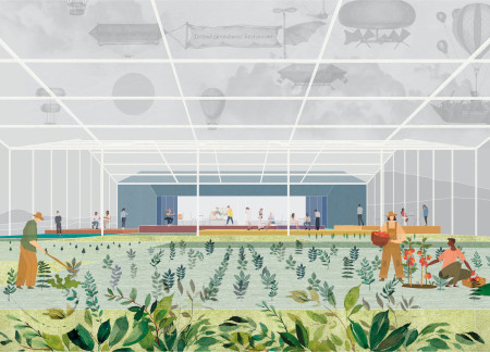 Vegetable Gardens Integrated Within Transparent Modules Overlooking Natural Springs