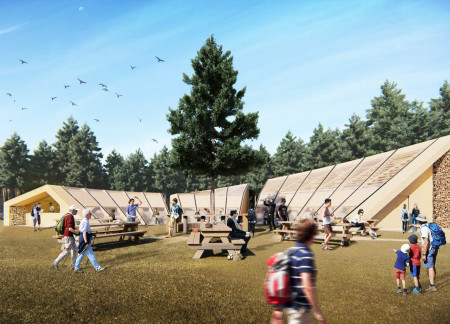 Trombe Walls and Polycarbonate Panels in a Nature-Focused Visitor Center