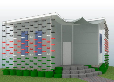 Recycled Plastic Shelter with Hybrid Roofs for Sustainable Living
