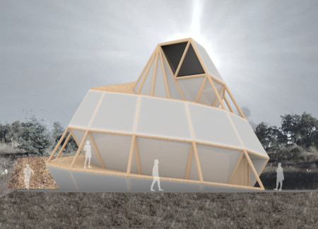 Translucent Cotton Shell and Spiraling Ramp Elevate Community Gathering Space