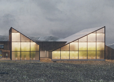 Charred Timber Cladding Emphasizing Views and Sustainability in a Greenhouse Restaurant