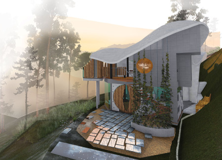 Timber Harmony Amidst Natural Elements with Ferro-Cement Structure