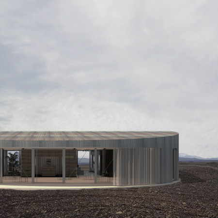 Circular Structure of Corrugated Steel Embraces Community and Landscape