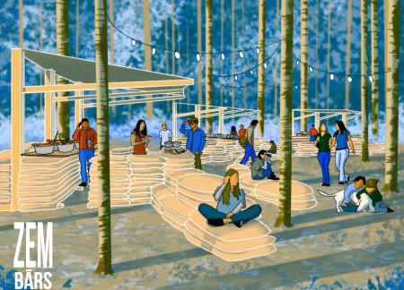 Permeable Jute Bags Create Unique Forest Gathering Space