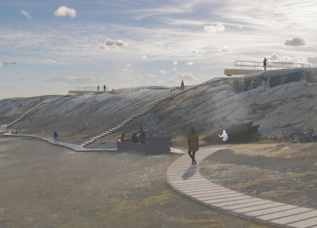 Laminated Wood Crossings Above Geological Fissures in Iceland's Natural Landscape