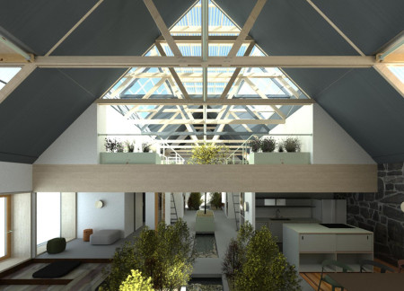 Rammed Earth Retreat with Movable Partitions and Natural Green Spaces