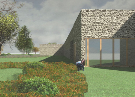 Cave-Like Shelters with Natural Granite and Warm Wood in a Secluded Landscape