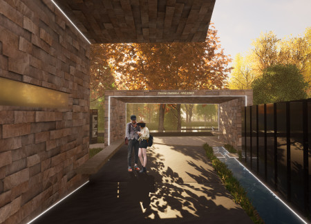 Ethereal Spaces of Grief Framed in Tufa and Black Granite