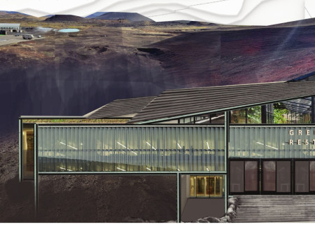 Vertical Farming Amidst Greenery with Metal and Glass Elements