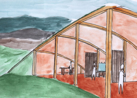 Organic Forms and Recycled Materials in a Self-Sustaining Community Village