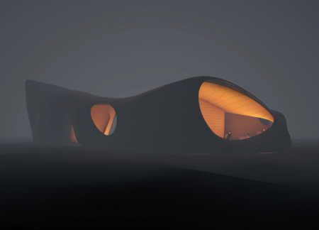 Cave-Inspired Spaces in Concrete and MDF for Cinematic Storytelling