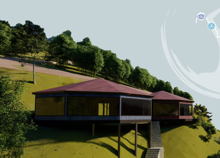 Recycled Stones and Chestnut Wood Embrace Meditation in a Sustainable Mountain Retreat