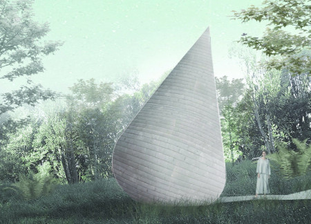 Clay Wrapped Retreat with Slate Facade Among Forest Canopy