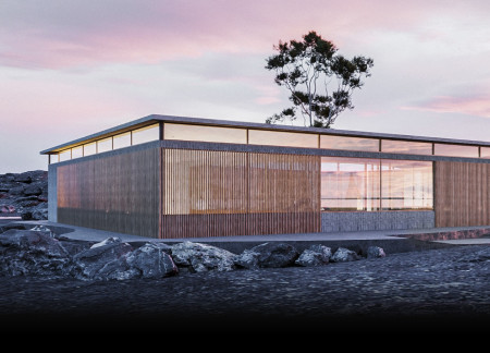 Emphasizing Natural Light and Ventilation in a Volcanic Landscape Coffee Shop