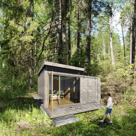 Cross-Laminated Timber Retreat Embracing Natural Stone and Sustainable Design