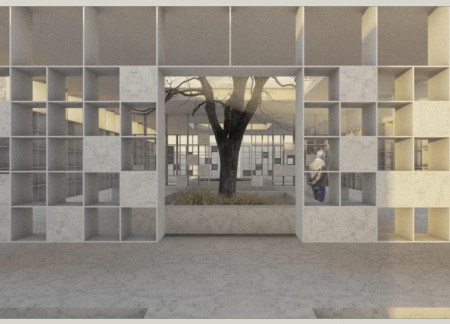 White Marble Columbarium Embraced by Acer Trees in Riga's Forest