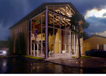 Wooden Pergolas Framing Community Spaces in a Wine Region Guesthouse