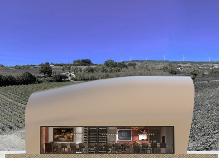 Terracotta Facades and Green Integration in a Communal Wine Tasting Venue