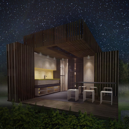 Rainwater Harvesting Shelters with Timber Cladding for Cyclists