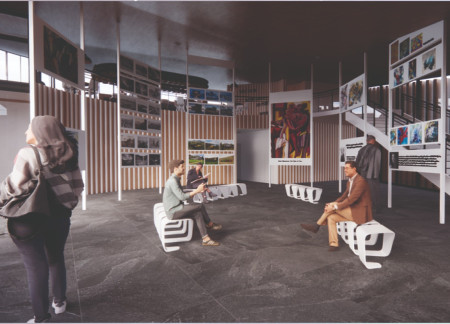 Burned Wood and Volcanic Stone Merge in a Cultural Pavilion for Cinema