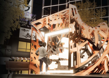 Distorted Geometry with Carbon Fiber Panels in a Tranquil Urban Retreat