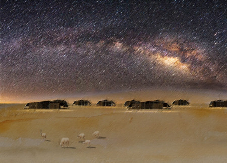 Perforated Aluminum Roof and Fabric Interiors Enhancing Bedouin Heritage Hospitality