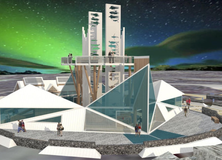 Caves Below Glass Floors and Volcanic Rock Walls in an Icelandic Observation Tower