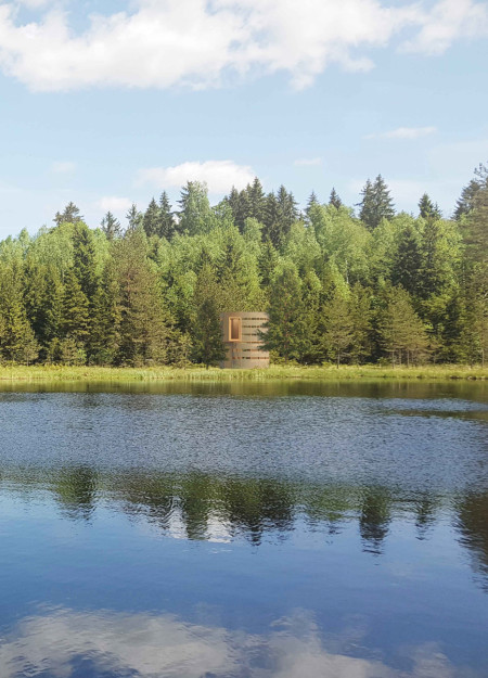 Cylindrical Cabins Utilizing Limewood and Linen Facades for Serene Meditation Retreat