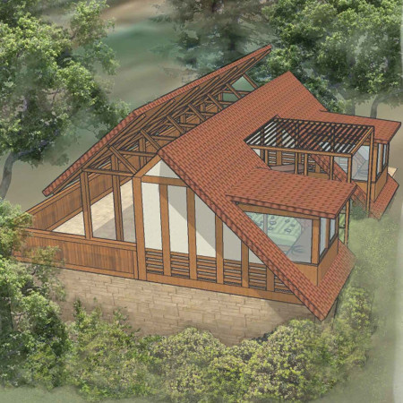 Clerestory Windows and Terracotta Roof Create Serenity in a Small Meditation Cabin