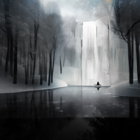 Waterfall Views and Glass Structures in a Tranquil Living Space