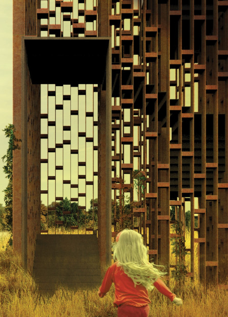 Vertical Habitat with Steel Frame and Rainwater Trays