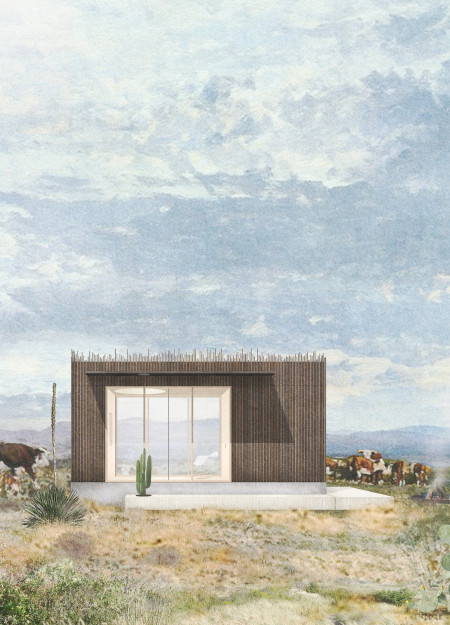 Cork Insulated Cabin with Rebar Facade in Natural Landscape