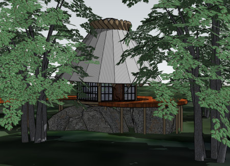 Reciprocal Roof and Permeable Glass Create a Tranquil Meditation Center