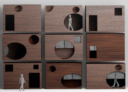 Dark Wood Retreat with Flowing Water for Mindfulness