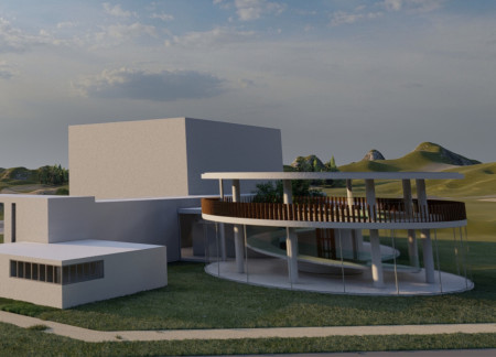 Timber Louvers and Artificial Landscapes in a Sustainable Gathering Pavilion