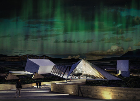 Lens-Like Prism Structure Emphasizing Reflection and Nature Experience