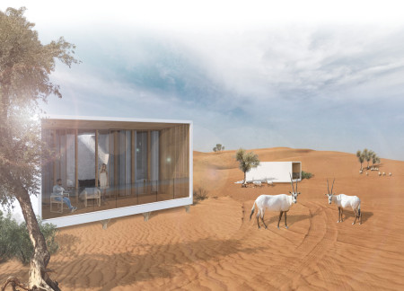 Timber Structures with Photovoltaic Roofs in the Arabian Desert