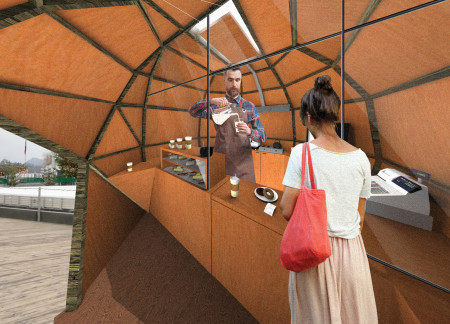 Translucent Spruce Facade Enhances Community Engagement in a Flexible Timber Kiosk