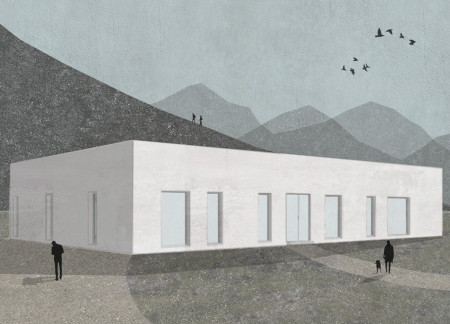 Circular Space with Skylight and Natural Materials for Educational Experience