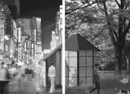 Translucent Fusuma Facades in a Space for Urban Mindfulness