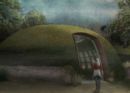 Reinforced Concrete Mounds Creating Light-Infused Columbarium Spaces