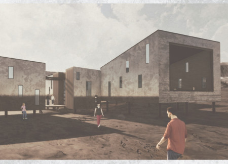 Elevated Viewing Platform Crafted from Corrugated Metal and Local Timber Near Hverfjall Volcano