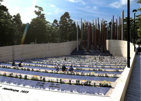 Weathering Concrete Columns with Reflective Mirrored Surfaces for Contemplation