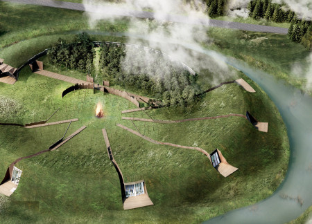 A Rural Retreat Housing Embedded in Earth Mounds