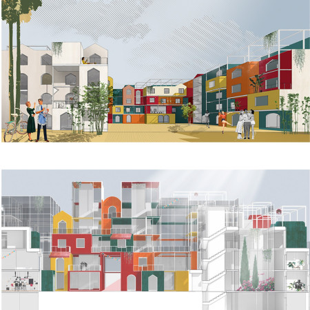 An Affordable Housing Design with Colorful Facades and Community Interaction