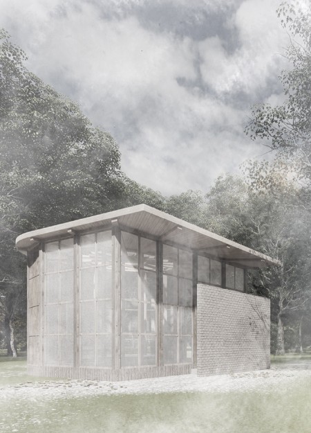 A Wooden Sanctuary with Circular Windows and Spaces for Contemplation